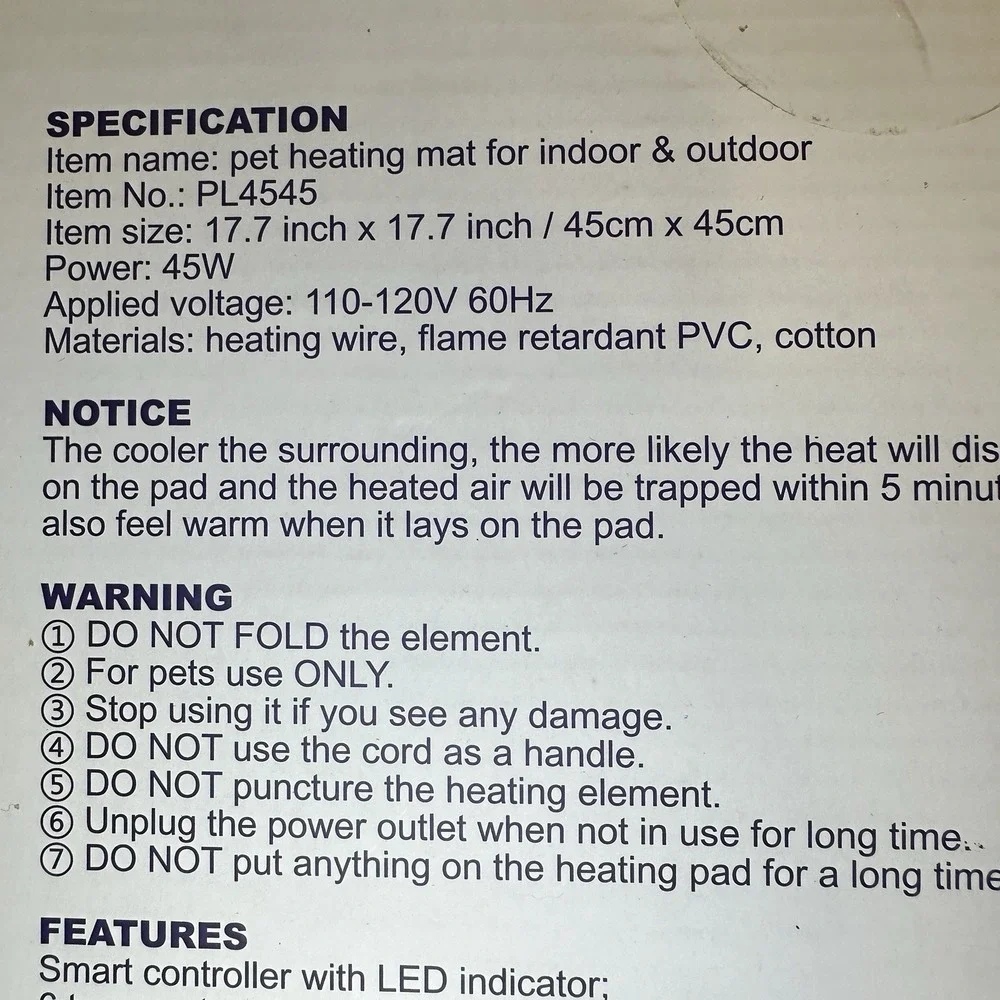 Clawsable Pet Heating Mat 17.7